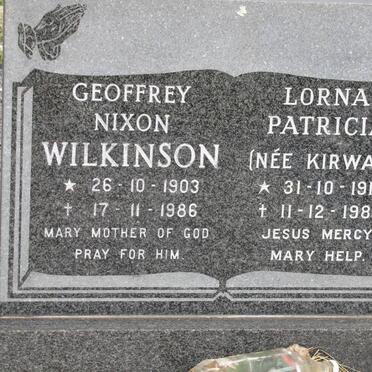 WILKINSON Geoffrey Nixon 1903-1986 &amp; Lorna Patricia KIRWAN 1910-1987