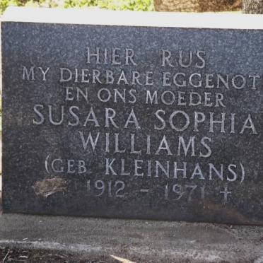 WILLIAMS Susara Sophia nee KLEINHANS 1912-1971