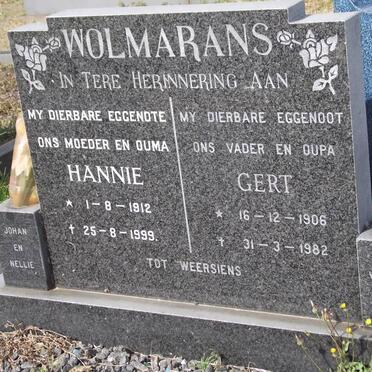 WOLMARANS G.P. 1906-1982 &amp; J.S. 1912-1999