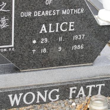 WONG FATT Alice 1937-1986