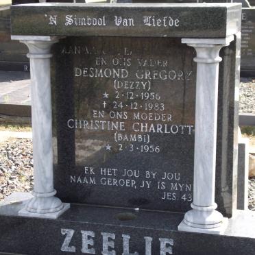 ZEELIE Desmond Gregory 1956-1983 &amp; Christine Charlott 1956-