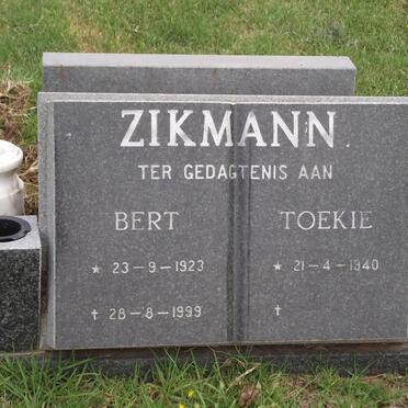ZIKMANN Bert 1923-1999 &amp; Toekie 1940-