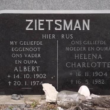ZIETSMAN Albert 1902-1974 &amp; Helena Charlotte 1904-1982