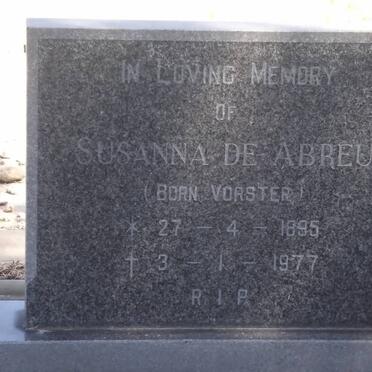 ABREU Susanna, de nee VORSTER 1895-1977
