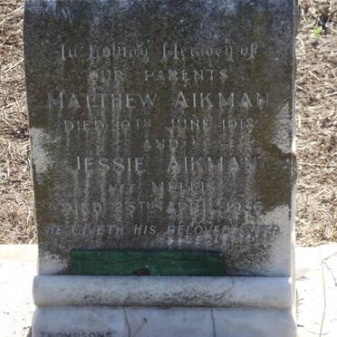 AIKMAN Matthew -1918 &amp; Jessie MELLIS -1936