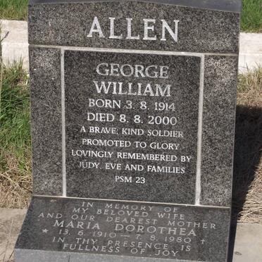 ALLEN George William 1914-2000 &amp; Maria Dorothea 1910-1980