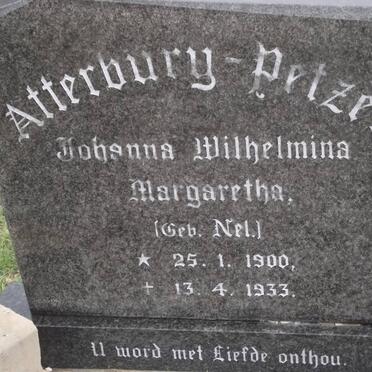 ATTERBURY-PETZER Johanna Wilhelmina Margaretha nee NEL 1900-1933