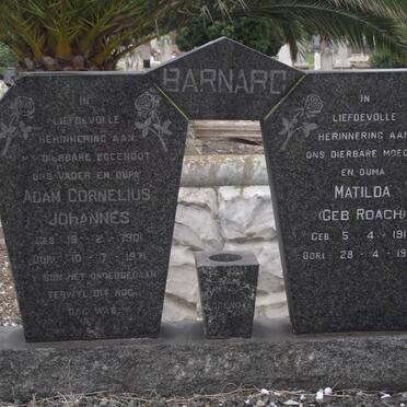 BARNARD Adam Cornelius Johannes 1901-1971 &amp; Matilda ROACH 1915-1982