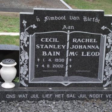 BAIN Cecil Stanley 1930-2002 :: Mc LEOD Rachel Johanna