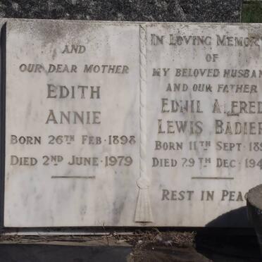 BADIER Ednil Alfred Lewis 1893-1944 &amp; Edith Annie 1898-1979
