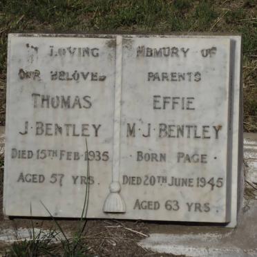 BENTLEY Thomas J. -1935 &amp; Effie M.J. PAGE -1945