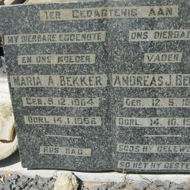 BEKKER Andreas J. 1904-196? &amp; Maria A. 1904-1958