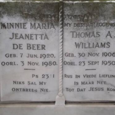 BEER Minnie Maria Jeanetta, de 1920-1980 :: WILLIAMS Thomas A. 1906-1950