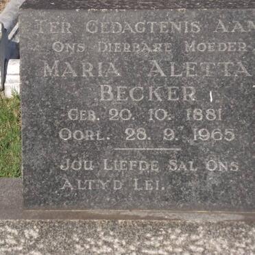 BECKER Maria Aletta 1881-1965