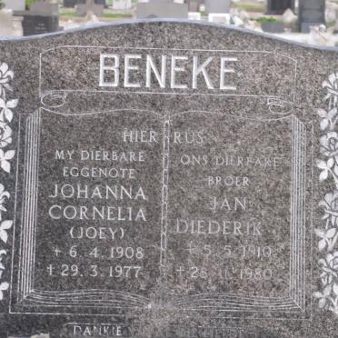 BENEKE Johanna Cornelia 1908-1977 &amp; Jan Diederik 1910-1980