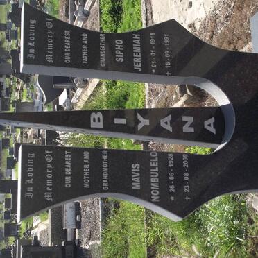 BIYANA Sipho Jeremiah 1918-1991 &amp; Mavis Nombulelo 1928-2009