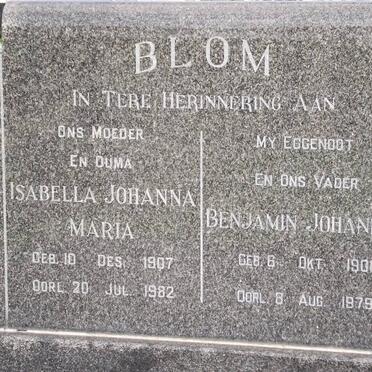 BLOM Benjamin Johannes 1901-1979 &amp; Isabella Johanna Maria 1907-1982