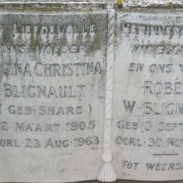 BLIGNAUT Robert W. 1883-1956 &amp; Sucina Christina SHARE 1905-1963
