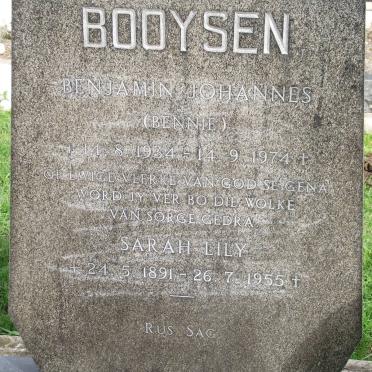 BOOYSEN Benjamin Johannes 1934-1974 :: BOOYSEN Sarah Lily 1891-1955