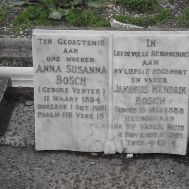 BOSCH Jakobus Hendrik 1888-1951 &amp; Anna Susanna VENTER 1894-1961
