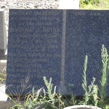 BOTHA Hendrina J. nee BELLINGAN 1928-1956