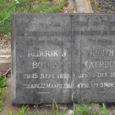 BOTHA Frederik J. 1897-1953 &amp; Judith Katrina 1899-1976