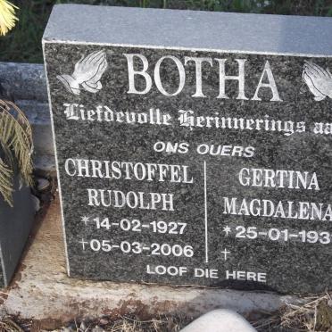 BOTHA Christoffel Rudolph 1927-2006 &amp; Gertina Magdalena 1931- 