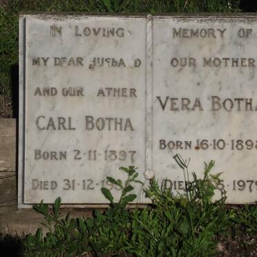 BOTHA Carl 1897-19?5 &amp; Vera 1898-1979