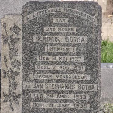 BOTHA Hendrik 1927-1961 :: BOTHA Jan Stephanus 1933-1935