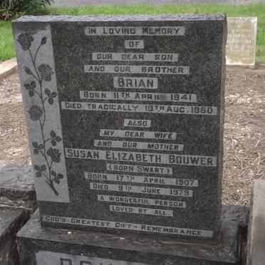 BOUWER Brian 1841-1960 :: BOUWER Susan Elizabeth nee SWART 1907-1979