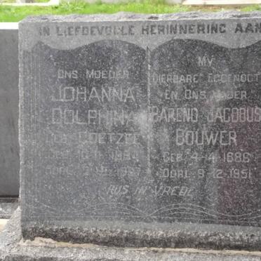 BOUWER Johanna Dolphina COETZEE 1884-1907 &amp; Barend Jacobus 1886-1951