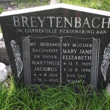 BREYTENBACH Marthinus Jacobus 1926-1990 &amp; Mary Jane Elizabeth 1929-1996