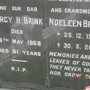 BRINK Percy H. -1968 &amp; Noeleen 1914-2000 :: THOMPSON Harold -1959 &amp; Christina M. RING -1960