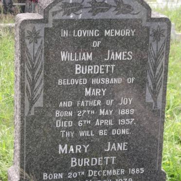 BURDETT William James 1889-1957 &amp; Mary Jane 1885-1979
