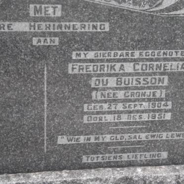 BUISSON Fredrika Cornelia, du nee CRONJE 1904-1951