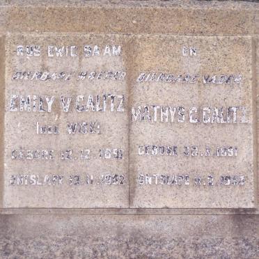 CALITZ Emily V. WISE 1852-1952 &amp; Mathys 1891-1953