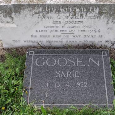 CLAASEN Anna G.W. nee GOOSEN 1912-1944 :: CLAASEN Baby -1944 :: GOOSEN Sarie 1922-