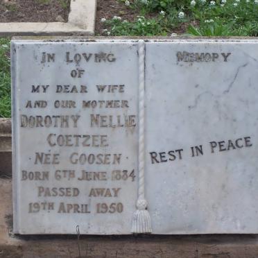 COETZEE Dorothy Nellie nee GOOSEN 1884-1950