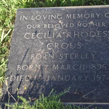 CROUS Cecilia Rhodes nee STERLEY 1896-1974