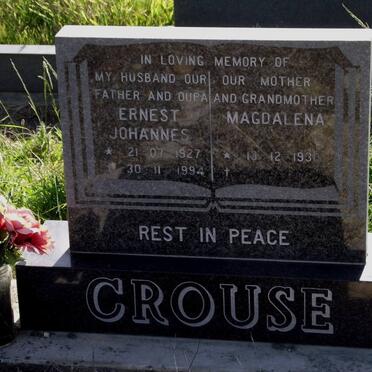 CROUSE Ernest Johannes 1927-1994 &amp; Magdalena 1930-