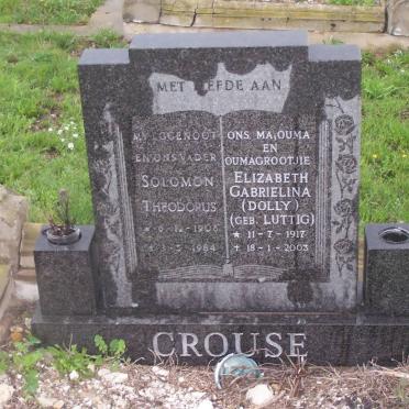 CROUSE Solomon Theodorus 1906-1984 &amp; Elizabeth Gabrielina LUTTIG 1917-2003
