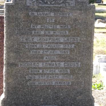 CROSS Richard Edward 1855-1958 &amp; Emily Josephine 1873-1953