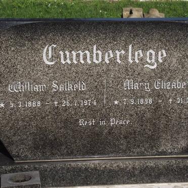 CUMBERLEGE William Salkeld 1888-1974 &amp; Mary Elizabeth 1898-1981