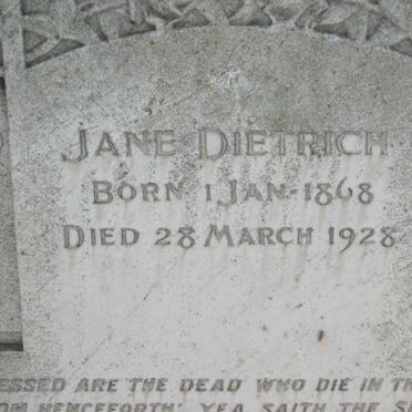 DIETRICH Ernst Stephanus 1867-1941 &amp; Jane 1868-1928 