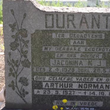 DURANT Jacomina M.J. 1923-1969 &amp; Arthur Norman 1927-1988