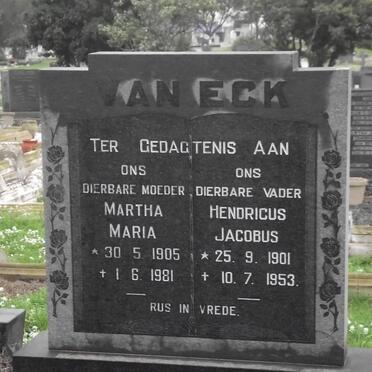 ECK Hendricus Jacobus, van 1901-1953 &amp; Martha Maria 1905-1981