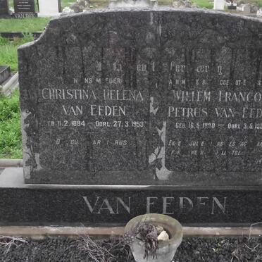 EEDEN Christina Helena, van 1884-1953 &amp; Willem Francois Petrus 1890-1950