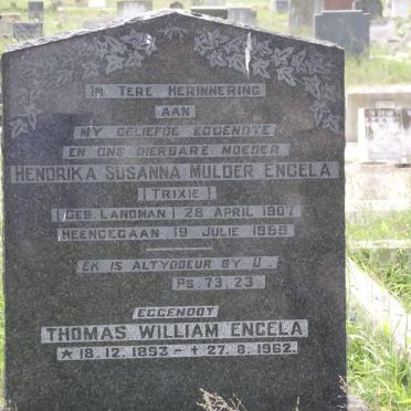 ENGELA Thomas William 1893-1962 &amp; Hendrika Susanna Mulder LANDMAN 1907-1959