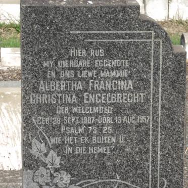 ENGELBRECHT Albertha Francina Christina nee WELGEMOED 1907-1957