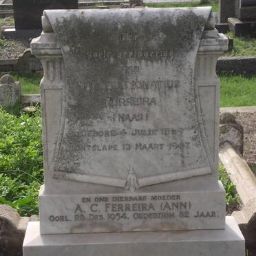 FERREIRA Jacobus Ignatius 1869-1947 &amp; A.C. -1954